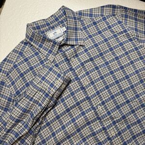 Southern Tide Large Long Sleeve Light Flannel Blue Plaid Classic Fit Men's Shirt
